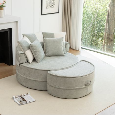 Sillón chaise longue redondo con reposapiés OKMYHOME (1/5)