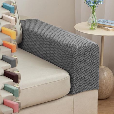 Lot de 2 housses de fauteuil - Protège-accoudoirs extensibles en polyester lavables en machine, antidérapants, pour méridiennes, causeuses et canapés (1/5)