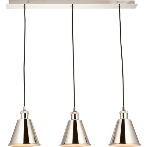 Endon Hal Barre de spots de plafond en nickel brillant, 3 x E27