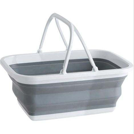 Panier de pique-nique portable pliable avec poignée Panier à linge 10 L Évier à vaisselle avec poignée pour laver la vaisselle, le (1/5)
