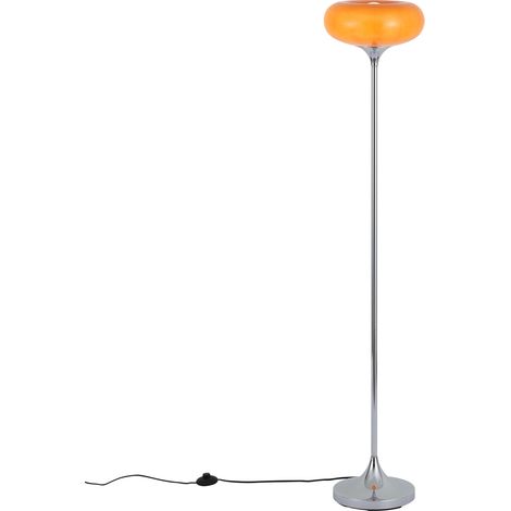 QAZQA Lámpara de pie retro cromada con pantalla de cristal (1/5)