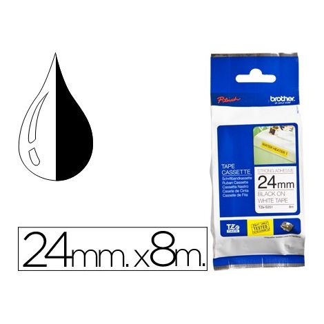 Brother S251 Cinta laminada Térmica Negro sobre blanco Rollo (2,4 cm x 8 m)