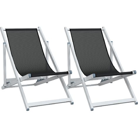 Lot de 2 Chaise de jardin,Chaises de plage pliantes noir aluminium et textilène CFW6463881 (1/5)