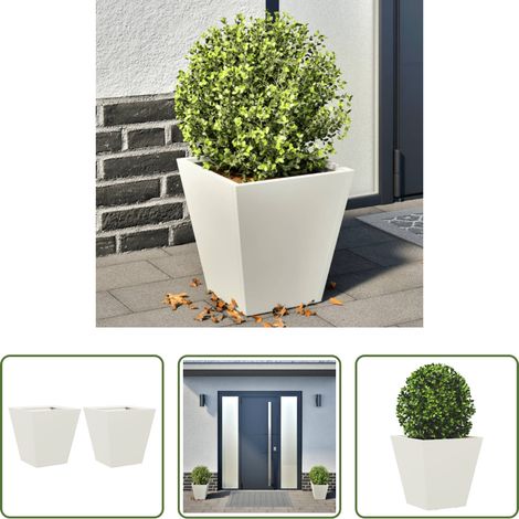 Pflanzkübel - Pflanzkübel 2 Stk. Weiß 30x30x30 Stahl (1/5)