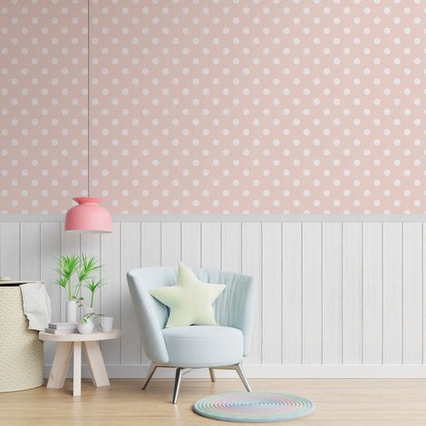 Fototapete Profhome 398061 heißgeprägte Vliestapete leicht strukturiert Kindertapete matt rosa creme-weiß seiden-grau 1,59 m x 2,8 m