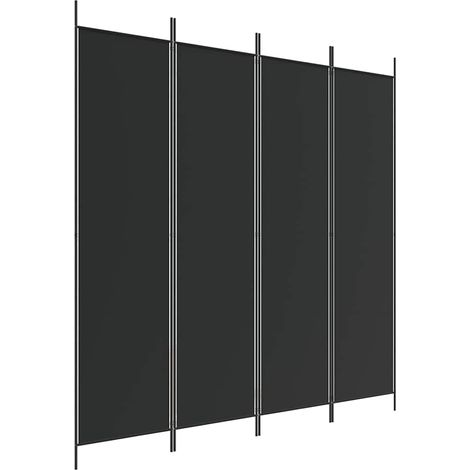 Cloison de séparation paravent 4 panneaux pliable en tissu et fer noir 200 x 200 cm (1/5)