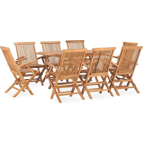Ensemble à manger d'extérieur pliable 9 pcs-Salon de jardin Bois solide de teck 896758 (1/5)