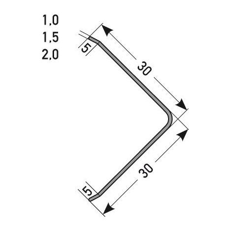 PROVISTON Eckschutzwinkel Edelstahl Edelstahloptik Breite 30 mm Höhe 30 mm Länge 1000 mm Ungebohrt Eckschutzprofil Eckschutzleiste Metallprofil 1 Stück (1/2)
