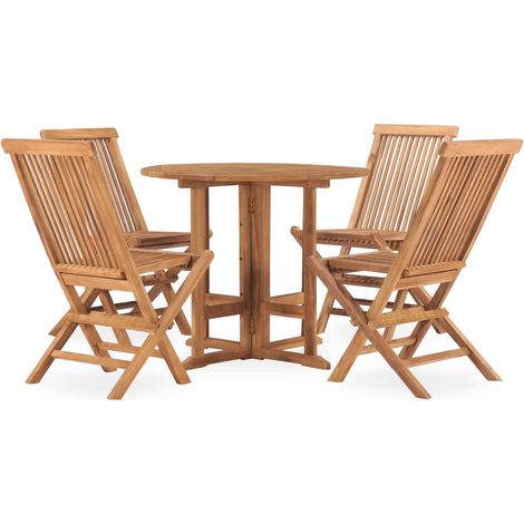 Maison Exclusive - 5-tlg. Garten-Essgruppe Klappbar Massivholz Te