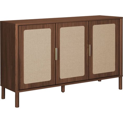 Buffet vintage décor bois et cannage 3 portes 120cm noyer - Etta (1/5)