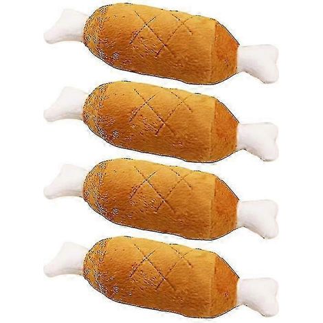 Lot de 4 peluches en forme de pilon de poulet, jouet couineur pour animaux de compagnie, adorable jouet à mâcher pour chien, jouet sonore, accessoires pour chiens 2025 (1/3)