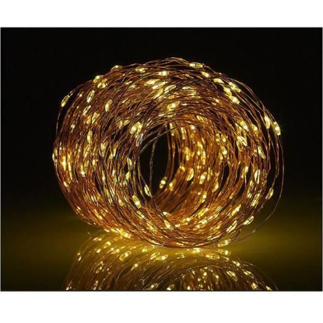 Guirlande lumineuse solaire en fils de cuivre - Lunartec - 32 m - 300 LED blanc chaud (1/4)