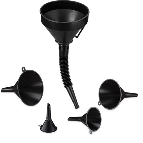Set di 3 imbuti multiuso per garage e cucina con tubo flessibile salvaspazio in plastica rossa 130008595