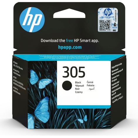 HP 305 Black Original Ink Cartridge cartucho de tinta 1 pieza(s) Rendimiento estándar