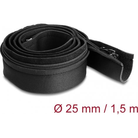 Delock Funda para cables de neopreno flexible con cremallera 1,5 m x 100 mm negra