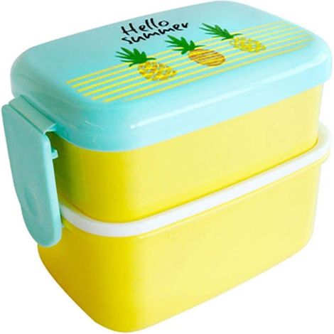 Boîte à bento Mini boîte à lunch Micro-ondes Conteneur portable Étudiant Pique-nique Boîte à bento Ananas