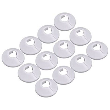 12 Pcs Cache Tuyau, Cache Tuyau Plomberie Collier Radiateur, Manchon Radiateur Pour Tuyau Rosace Ronde Blanche Diamètre De 15 Mm (Blanc)-Chrom (1/5)