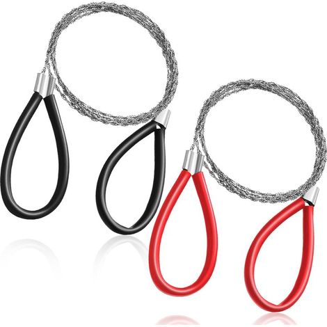 Lot de 2 scies à câble en acier inoxydable de 23,62 pouces — Scies à fil métallique portatives de poche, outils de coupe d'urgence et de survie