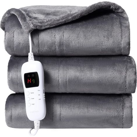 Manta eléctrica con apagado automático, 9 niveles de calor, manta eléctrica suave para la cama, manta acogedora con protección contra sobrecalentamiento, temporizador de 9 horas, lavable, certificació (1/5)