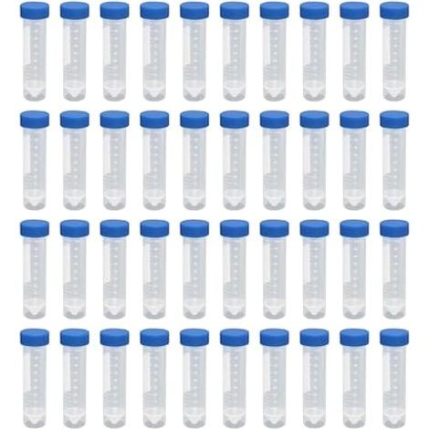 40 Tubes à Essai Bleus de 50 ml, Tubes à Centrifuger en Plastique pour Expériences de Chimie en Laboratoire (Conique + Fond Plat) (1/4)