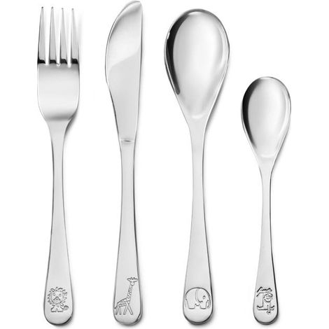 Zilverstad Set di 4 Posate per Bambini con Gli Animali dello Zoo di Miffy, Metallo, Grigio Acciaio, 160/170/160/130mm (1/4)