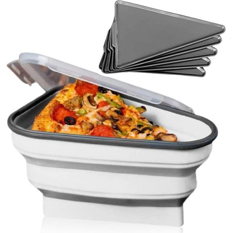 Boîte de Pizza Réutilisable en Silicone Alimentaire avec 5 Plateaux Micro-ondes, Conteneur à Pizzas Ajustable (1/5)