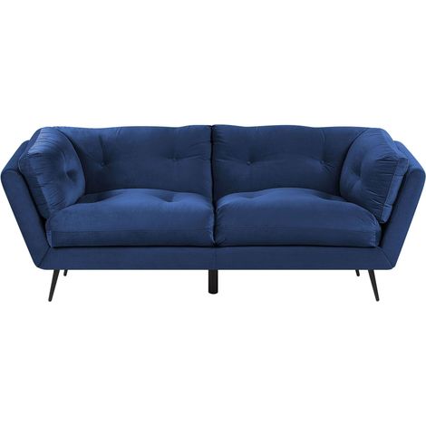 Sofa 3 Seater LENVIK Velvet Navy Blue