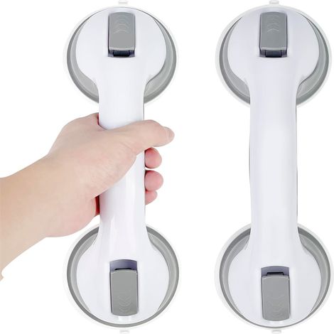 2 poignées de douche à ventouse barres d'appui antidérapantes pour salle bain sécurité portables Gris (1/4)