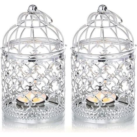 SABIR-Ensemble de lanternes décoratives en métal pour cages à oiseaux, lanterne décorative en fer pour guirlandes de Noël, lanterne suspendue (1/5)