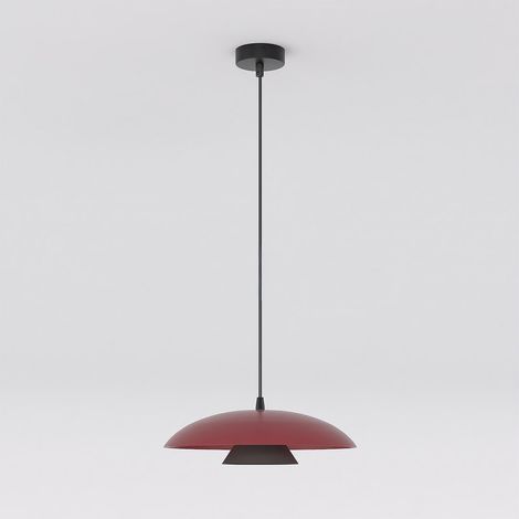 Lampada a sospensione Babel in acciaio bordeaux e nero
