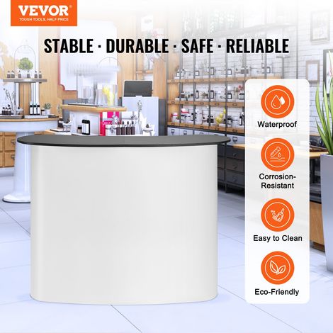 Comptoir de Stand Foire Salon 130 x 46,5 x 95 cm Comptoir d'Exposition avec Mur, Table de Bar Pliable pour Promotion au Détail, Podium Pop-up avec Support de Rangement, Sac de Transport (1/5)