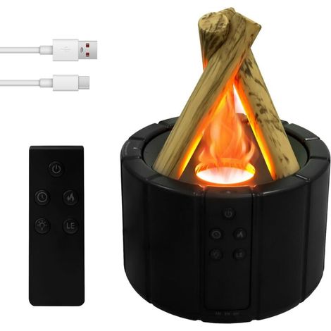 Effet feu de camp 250ml – flamme simulée télécommande arrêt auto, ambiance, cadeau Fête des Mères camping cosy (1/5)
