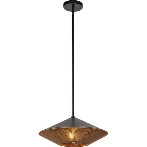 Elstead Alora Mood Daphne Plafonnier suspendu dôme contemporain noir mat, naturel, 1 ampoule E27 (1/5)