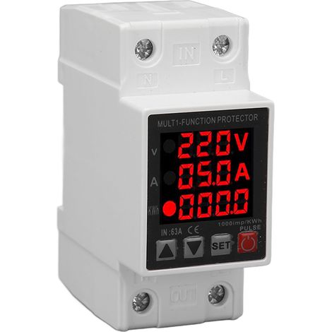 Dispositif de protection contre les surtensions et les sous-tensions intelligent et réglable, 80-300 V CA, 1-63 A (1/5)