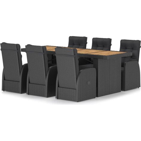 Maison Exclusive - 7-tlg. Garten-Essgruppe mit Auflagen Poly Ratt