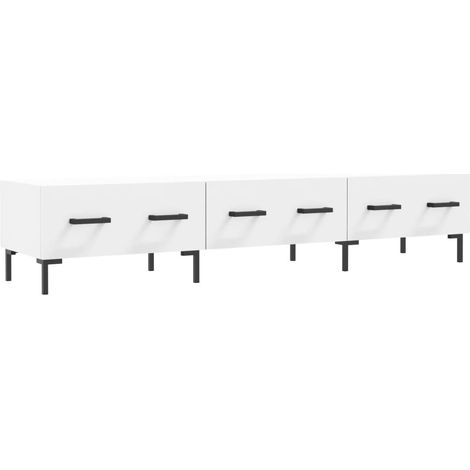 Meuble TV multimédia étagère télévision buffet téléviseur salle à manger salon chambre 150 x 36 x 30 cm bois d'ingénierie blanc