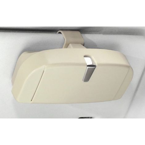 Étui à Lunettes Universel pour Voiture - Boîte de Rangement avec Fonction magnétique et Fente pour Cartes - Multifonction - pour Lunettes de Soleil de Voiture - Beige (1/5)
