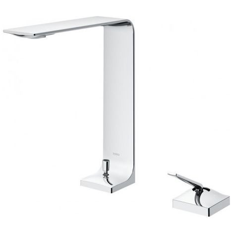 Mitigeur monobloc à levier unique avec 2 trous, chromé, haut, avec long bec