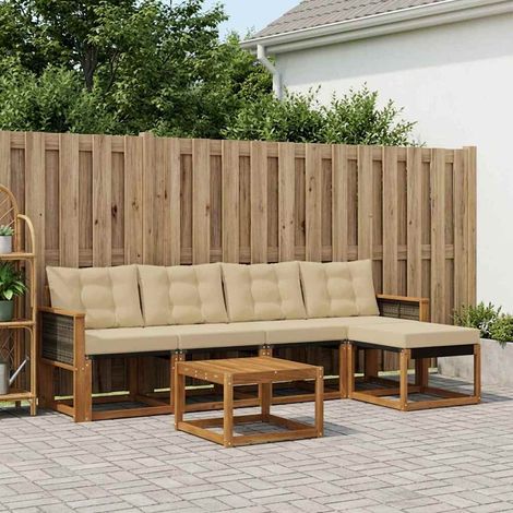 vidaXL Outdoor-Sofagarnitur 6 Stk. Natur und Beige (1/5)