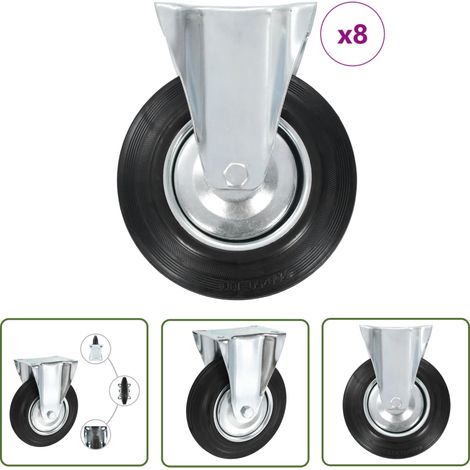 The Living Store 8 pcs Roulettes fixes 200 mm - Roulettes Fixes - Roulettes Industrielles - Roues Fixes - Chariots Industriels - Manutention De Matériel (1/5)