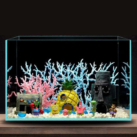 Décoration d'aquarium Bob l'éponge, lot de 3 ornements pour petit poisson betta