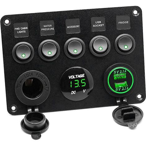 Bootsbedienfeld, Autobedienfeld, rotes wasserdichtes Digitalvoltmeter (1/5)