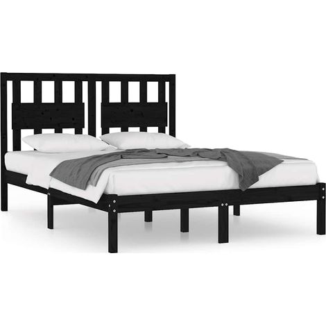 Maison Exclusive - Massivholzbett Schwarz Kiefer 200x200 cm