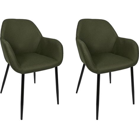Lot de 2 Chaises Fauteuil "Atome" 85cm Kaki (1/5)