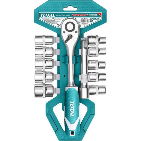 Total Tools THT141121 Juego de llaves y vaso 1/2 Cromo vanadio 12 Piezas