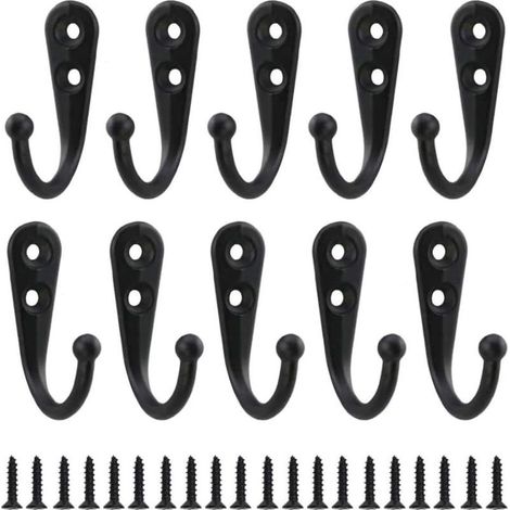10pcs Rétro Crochet de Manteau Métal Noir Patère Murale à Visser Individuelle Patère Porte Manteau Vintage Murale pour Peignoir Maison Etagères Tiroirs Casiers Salle de Bain avec 20 Vis (1/5)