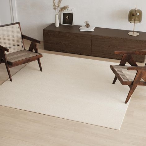 Tapis berbère Fluffy - Tapis en laine - 200x200cm, Square - 100% Laine vierge - Noué main - Blanc (1/5)