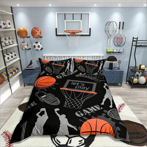 Parure Housse de Couette Sports Parure de Lit 220x240cm 3D Ball Games Housse de Couette pour Enfants Garçons Filles Microfibre Cadeau pour Joueur de Basket Room Decor (1/5)