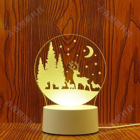 Veilleuse LED - Lampe Acrylique 3D - Pour Chambre Bébé Couloir Bureau - 210 x 135 mm - 4 W - Lumière Chaude
