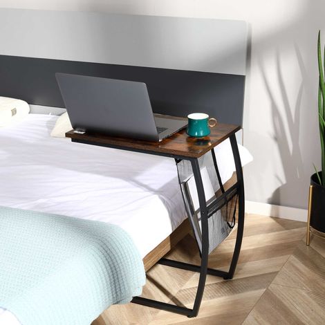 Table d'appoint pour canapé et lit, petite table d'appoint en forme de C avec poche de rangement, style industriel pour salon, 53 x 35 x 64,5 cm, marron rustique (1/5)